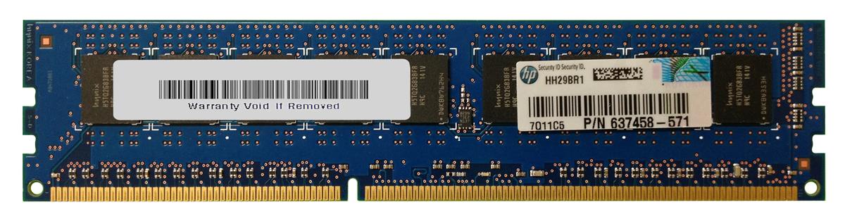 637458-571 HP 2GB PC3-10600 DDR3-1333MHz ECC Unbuffered CL9 240-Pin DIMM 1.35V Low Voltage Single Rank Memory Module