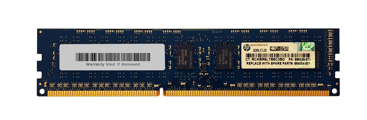684034-001 HP 4GB PC3-12800 DDR3-1600MHz ECC Unbuffered CL11 240-Pin DIMM Dual Rank Memory Module