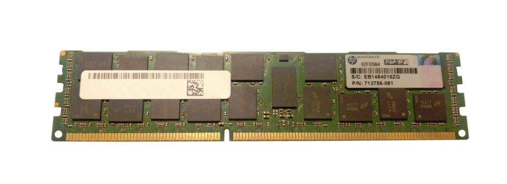 713756-081 HP 16GB PC3-12800 DDR3-1600MHz ECC Registered CL11 240-Pin DIMM Dual Rank 1.35V Low Voltage Dual Rank Memory Module