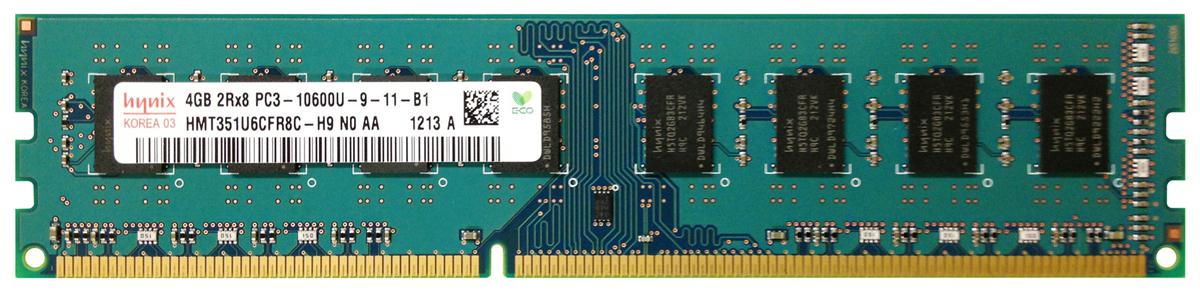 HMT351U6CFR8C-H9N0 Hynix 4GB PC3-10600 DDR3-1333MHz non-ECC Unbuffered CL9 240-Pin DIMM Dual Rank Memory Module