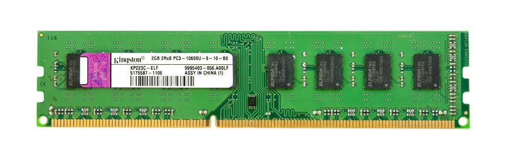 KP223C-ELF Kingston 2GB PC3-10600 DDR3-1333MHz non-ECC Unbuffered CL9 240-Pin DIMM Dual Rank Memory Module