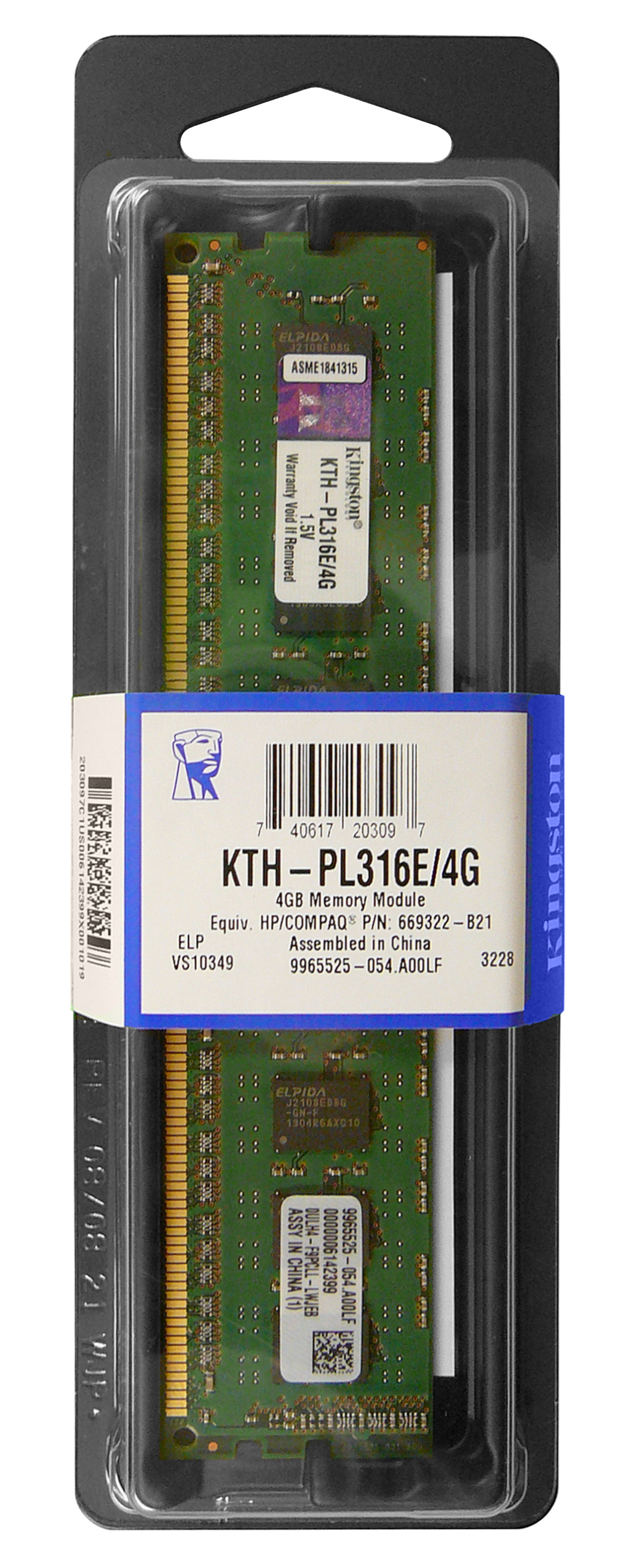 KTH-PL316E/4G Kingston 4GB PC3-12800 DDR3-1600MHz ECC Unbuffered CL11 240-Pin DIMM Memory Module for HP/Compaq 669322-B21; A2Z48AA; QE257AV (4x4GB)