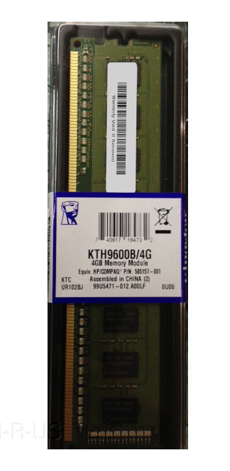 KTH9600B Kingston 4GB PC3-10600 DDR3-1333MHz non-ECC Unbuffered CL9 240-Pin DIMM Dual Rank Memory Module for HP/Compaq