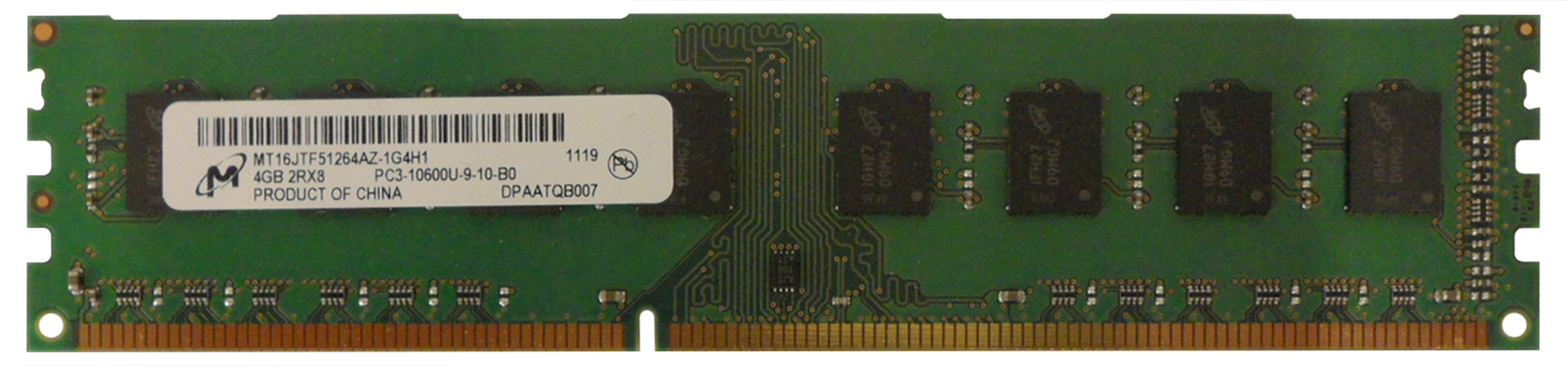 MT16JTF51264AZ-1G4H1 Micron 4GB PC3-10600 DDR3-1333MHz non-ECC Unbuffered CL9 240-Pin DIMM Dual Rank Memory Module