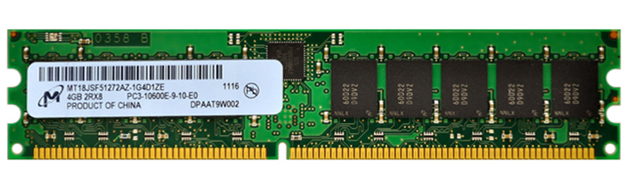 MT18JSF51272AZ-1G4D1ZE Micron 4GB PC3-10600 DDR3-1333MHz ECC Unbuffered CL9 240-Pin DIMM Dual Rank Memory Module
