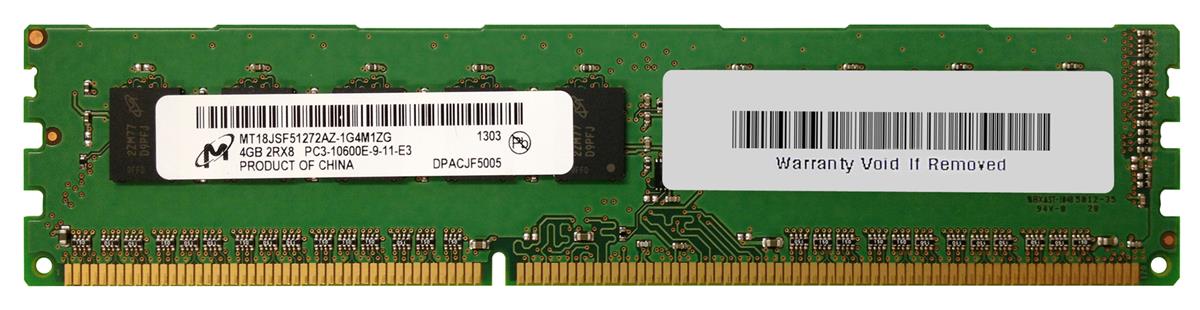 MT18JSF51272AZ-1G4M1 Micron 4GB PC3-10600 DDR3-1333MHz ECC Unbuffered CL9 240-Pin DIMM Dual Rank Memory Module