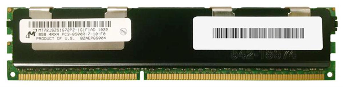 MT72JSZS1G72PZ-1G1F1 Micron 8GB PC3-8500 DDR3-1066MHz ECC Registered CL7 240-Pin DIMM Quad Rank Memory Module