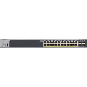 GS728TPv2 Netgear Stackable Smart Managed Switch Series (GS728TPv2) - 24 Ports - Manageable - 3 Layer Supported - Modular - 4 SFP Slots - 226 W Power Consumption - 190 W PoE Budget - Optical Fiber, Twisted  (Refurbished)