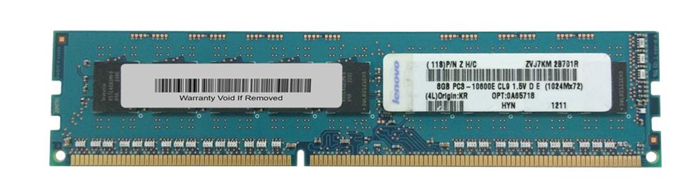 0A65718 IBM Lenovo 8GB PC3-10600 DDR3-1333MHz ECC Unbuffered CL9 240-Pin DIMM Dual Rank Memory Module