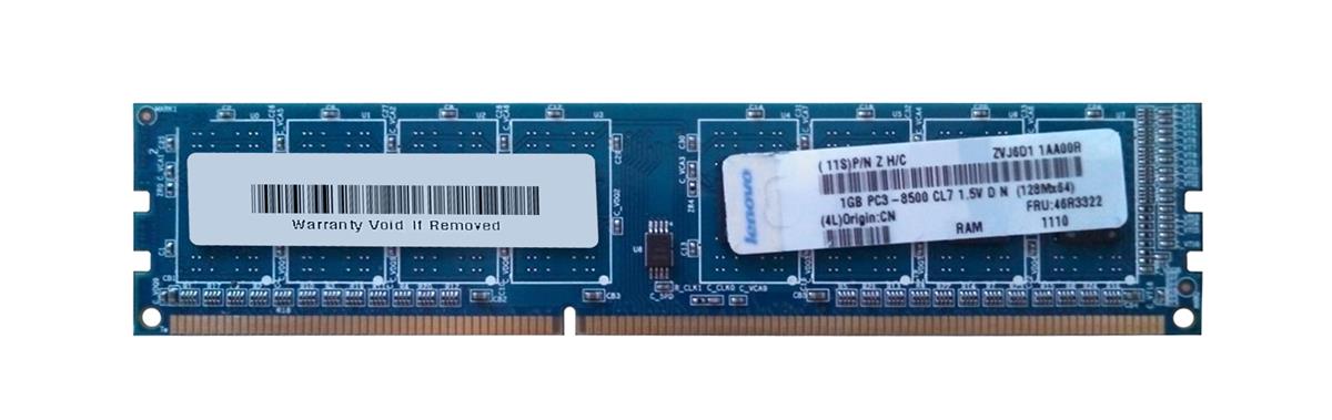 46R3322 IBM 1GB PC3-8500 DDR3-1066MHz non-ECC Unbuffered CL7 240-Pin DIMM Single Rank Memory Module