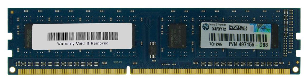 497156-D88 HP 1GB PC3-10600 DDR3-1333MHz non-ECC Unbuffered CL9 240-Pin DIMM Single Rank Memory Module