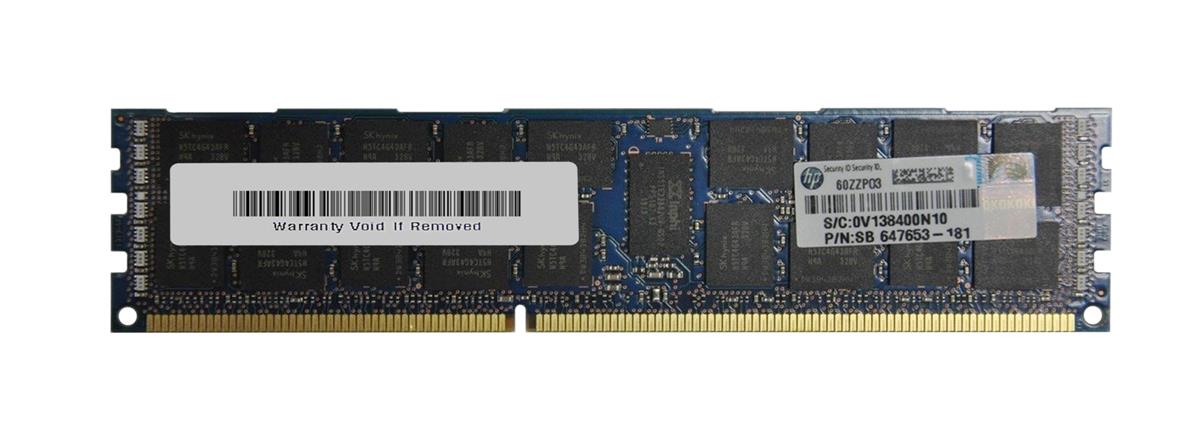 647653-081 HP 16GB PC3-10600 DDR3-1333MHz ECC Registered CL9 240-Pin DIMM 1.35V Low Voltage Dual Rank Memory Module