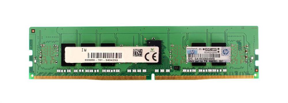 809080-091 HP 8GB PC4-19200 DDR4-2400MHz Registered ECC CL17 288-Pin DIMM 1.2V Single Rank Memory Module