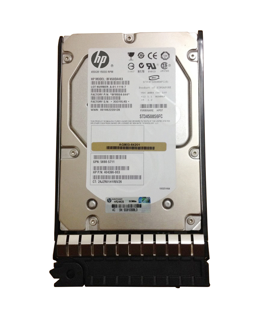 BF450DA483 HP 450GB 15000RPM Fibre Channel 4Gbps Dual Port Hot Swap 3.5-inch Internal Hard Drive