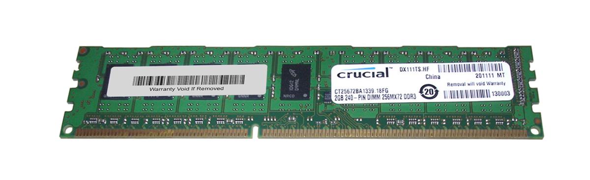 CT25672BA1339.18FG Crucial 2GB PC3-10600 DDR3-1333MHz ECC Unbuffered CL8 240-Pin DIMM Dual Rank Memory Module