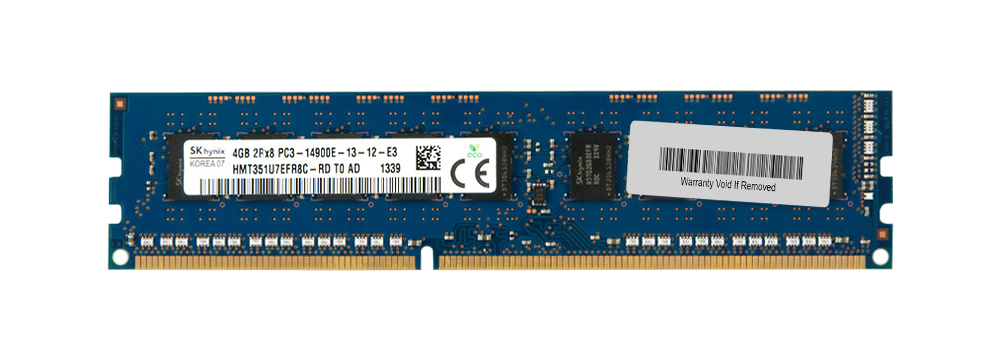 HMT351U7EFR8C-RDT0-AD Hynix 4GB PC3-14900 DDR3-1866MHz ECC Unbuffered CL13 240-Pin DIMM Dual Rank Memory Module