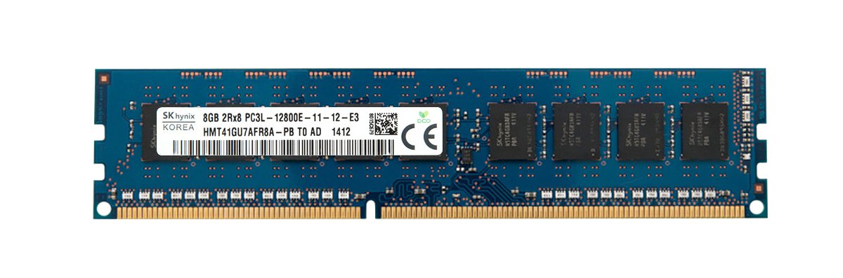 HMT41GU7AFR8A-PBT0 Hynix 8GB PC3-12800 DDR3-1600MHz ECC Unbuffered CL11 240-Pin DIMM 1.35V Low Voltage Dual Rank Memory Module