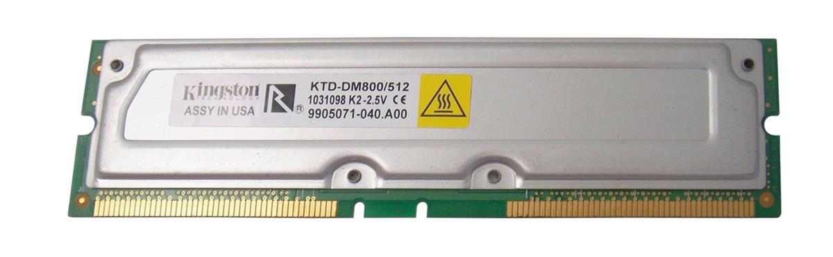 KTD-DM800/512 Kingston 512MB Kit (2 X 256MB) PC800 800MHz non-ECC 184-Pin RDRAM RIMM Memory For Dell Dimension 8100