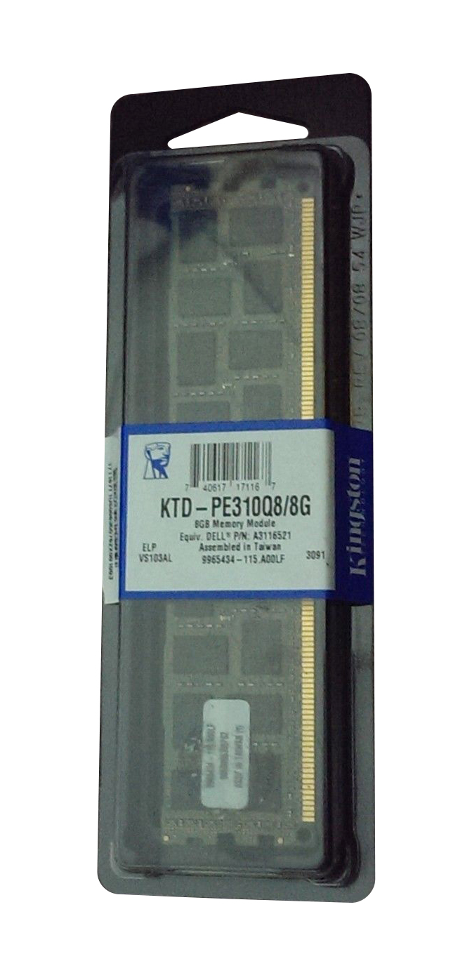 KTD-PE310Q8/8G Kingston 8GB PC3-8500 DDR3-1066MHz ECC Registered CL7 240-Pin DIMM Quad Rank x8 Memory Module for Dell