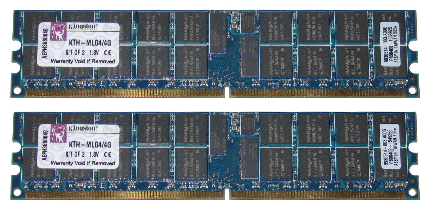 KTH-MLG4/4G Kingston 4GB Kit (2 X 2GB) PC2-3200 DDR2-400MHz ECC Registered CL3 240-Pin DIMM Dual Rank Memory for HP/Compaq 375004-B21