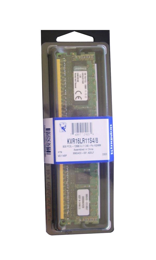 KVR16LR11S4/8 Kingston 8GB PC3-12800 DDR3-1600MHz ECC Registered CL11 240-Pin DIMM 1.35V Low Voltage Single Rank x4 Memory Module
