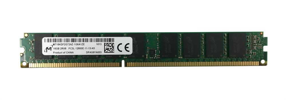 MT18KDF2G72AZ-1G6 Micron 16GB PC3-12800 DDR3-1600MHz ECC Unbuffered CL11 240-Pin DIMM 1.35V Low Voltage Very Low Profile (VLP) Dual Rank Memory Module