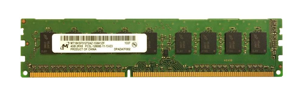 MT18KSF51272AZ-1G6K1 Micron 4GB PC3-12800 DDR3-1600MHz ECC Unbuffered CL11 240-Pin DIMM 1.35V Low Voltage Dual Rank Memory Module