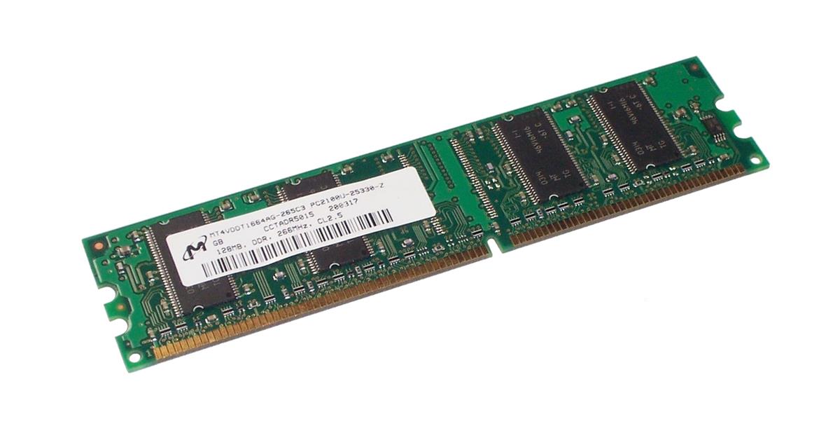 MT4VDDT1664AG-265 Micron 128MB PC2100 DDR-266MHz non-ECC Unbuffered CL2.5 184-Pin DIMM Single Rank Memory Module