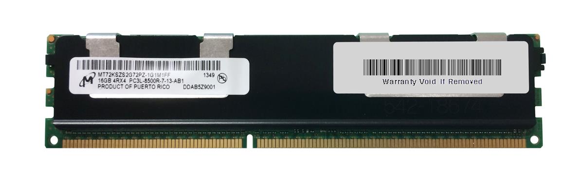 MT72KSZS2G72PZ-1G1M1 Micron 16GB PC3-8500 DDR3-1066MHz ECC Registered CL7 240-Pin DIMM 1.35V Low Voltage Quad Rank Memory Module