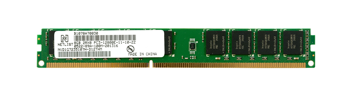 NVD1G7235107H-D12THM NetList 8GB PC3-12800 DDR3-1600MHz ECC Unbuffered CL11 240-Pin DIMM Very Low Profile (VLP) Dual Rank Memory Module