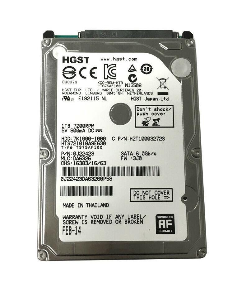 0J22423 HGST Hitachi Travelstar 7K1000 1TB 7200RPM SATA 6Gbps 32MB Cache (512e) 2.5-inch Internal Hard Drive