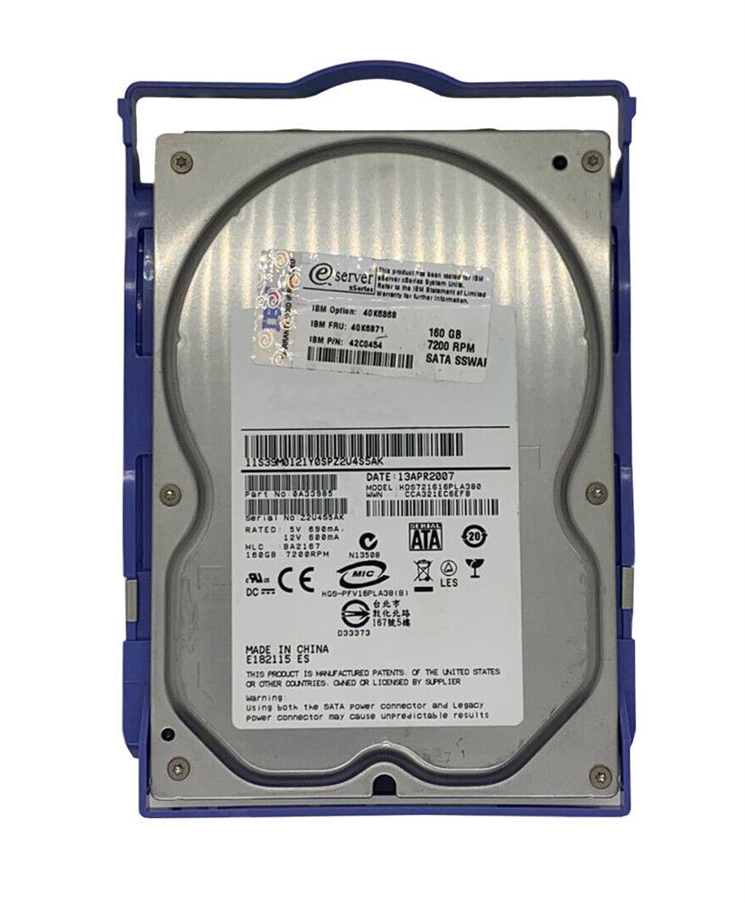 40K6871 IBM 160GB 7200RPM SATA 3Gbps 8MB Cache 3.5-inch Internal Hard Drive