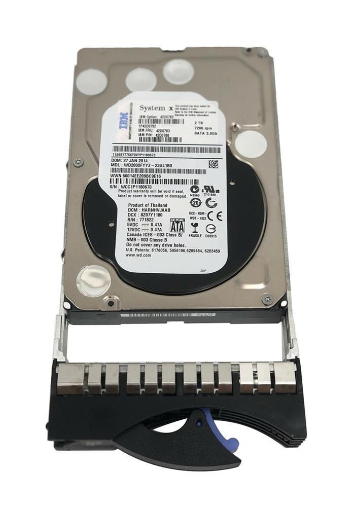 42D0786 IBM 2TB 7200RPM SATA 6Gbps Nearline Hot Swap 3.5-inch Internal Hard Drive