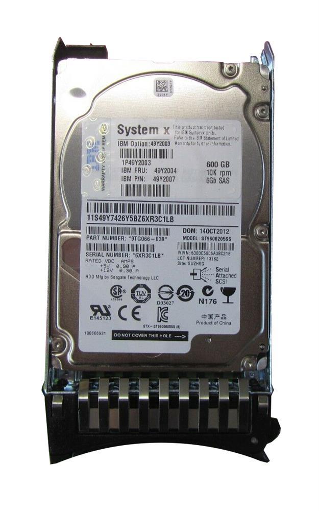 49Y2004 IBM 600GB 10000RPM SAS 6Gbps Hot Swap 64MB Cache 2.5-inch Internal Hard Drive