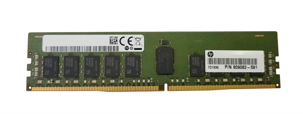 809082-591 HP 16GB PC4-19200 DDR4-2400MHz Registered ECC CL17 288-Pin DIMM 1.2V Single Rank Memory Module