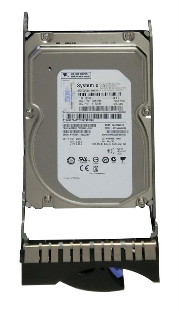 81Y9758 IBM 3TB 7200RPM SAS 6Gbps Nearline Hot Swap 3.5-inch Internal Hard Drive
