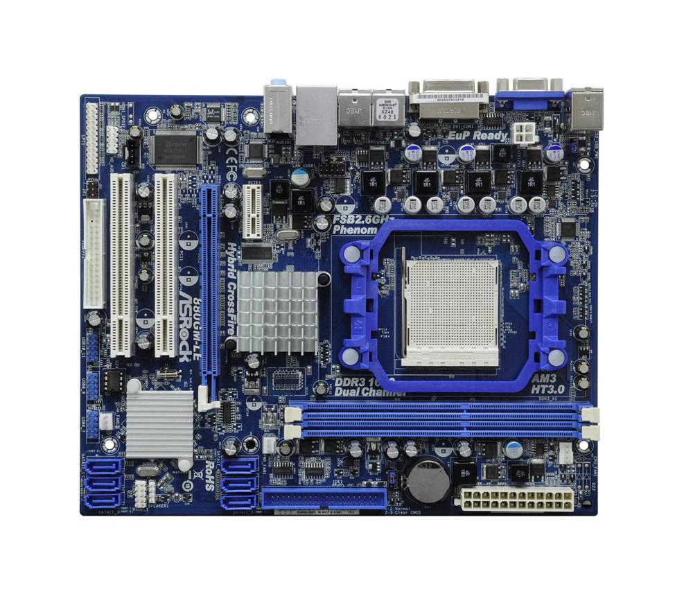 880GM-LE ASRock Socket AM3 AMD 880G + SB710 Chipset AMD Phenom II X6/ Phenom II X4/ Phenom II X3/ Phenom II X2/ AMD Athlon II X4/ Athlon II X3/ Athlon X2/ AMD Sempron Processors Support DDR3 2x DIMM 6x SATA2 3.0Gb/s Micro-ATX Motherboard (Refurbished)