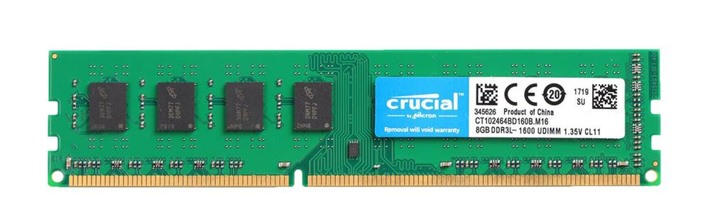 CT102464BD160B.M16 Crucial 8GB PC3-12800 DDR3-1600MHz non-ECC Unbuffered CL11 240-Pin DIMM 1.35V Low Voltage Memory Module