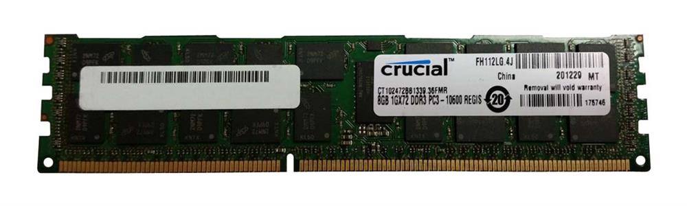 CT102472BB1339.36FMR Crucial 8GB PC3-10600 DDR3-1333MHz Registered ECC CL9 240-Pin DIMM Dual Rank Memory Module