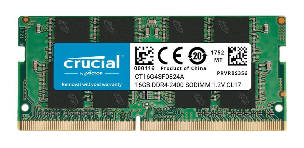 CT16G4SFD824A Crucial 16GB PC4-19200 DDR4-2400MHz non-ECC Unbuffered CL17 260-Pin SoDimm 1.2V Dual Rank Memory Module