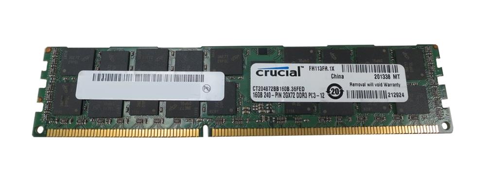 CT204872BB160B.36FED Crucial 16GB PC3-12800 DDR3-1600MHz Registered ECC CL11 240-Pin DIMM Dual Rank Memory Module