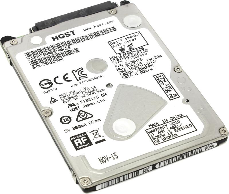 HTS725050A7E630 HGST Hitachi Travelstar Z7K500 500GB 7200RPM SATA 6Gbps 32MB Cache (512e) 2.5-inch Internal Hard Drive