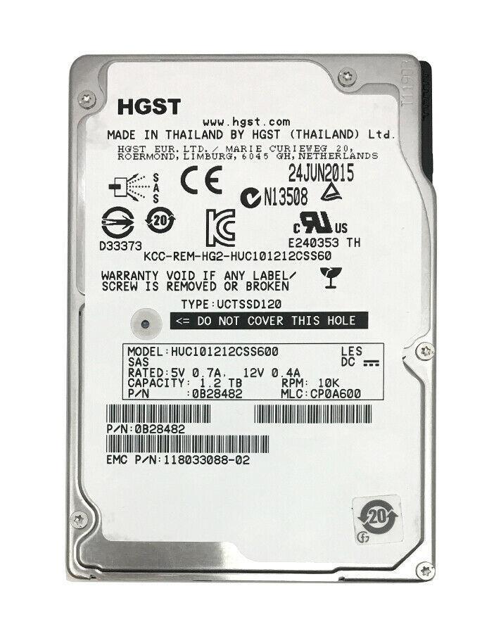 HUC101212CSS600 HGST Hitachi Ultrastar C10K1200 1.2TB 10000RPM SAS 6Gbps 64MB Cache 2.5-inch Internal Hard Drive