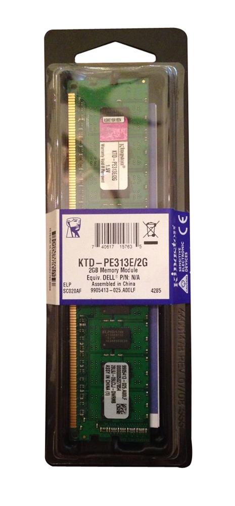 KTD-PE313E/2G Kingston 2GB PC3-10600 DDR3-1333MHz ECC Unbuffered CL9 240-Pin DIMM Dual Rank Memory Module for Dell