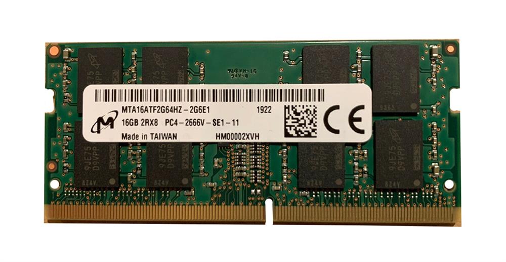 MTA16ATF2G64HZ-2G6 Micron 16GB PC4-21300 DDR4-2666MHz non-ECC Unbuffered CL19 260-Pin SoDimm 1.2V Dual Rank Memory Module