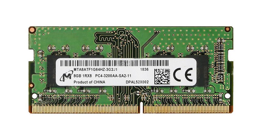 MTA8ATF1G64HZ-3G2J1 Micron 8GB PC4-25600 DDR4-3200MHz non-ECC Unbuffered CL22 260-Pin SoDimm 1.2V Single Rank Memory Module