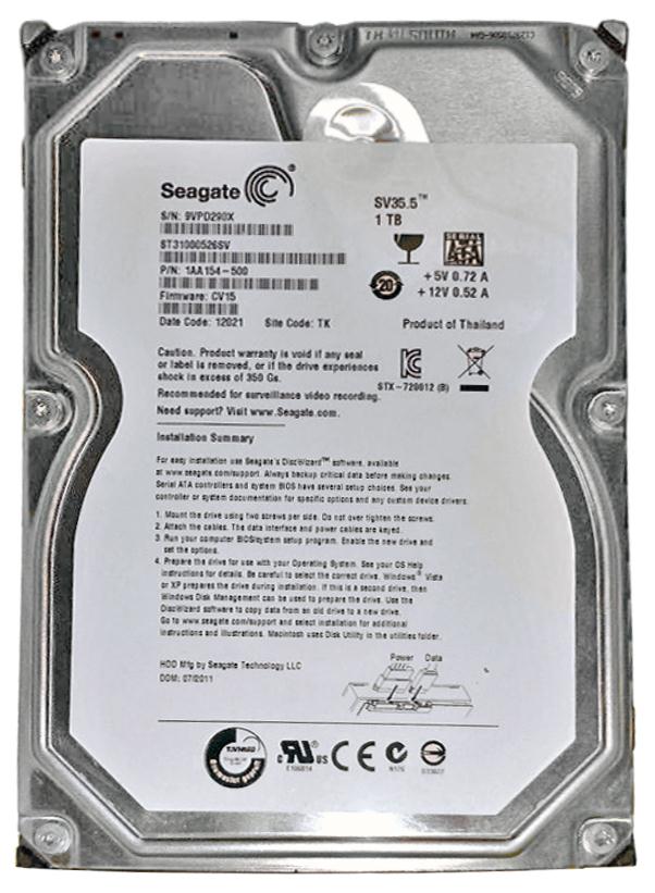 ST31000526SV Seagate SV35.5 Series 1TB 7200RPM SATA 6Gbps 32MB Cache 3.5-inch Internal Hard Drive