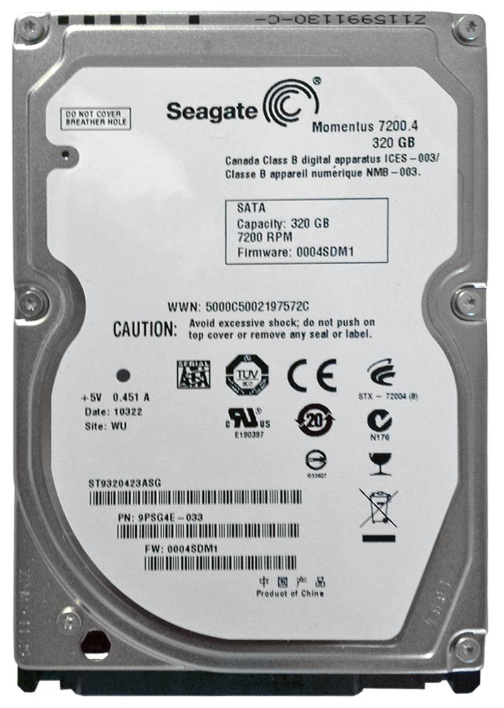 ST9320423ASG Seagate Momentus 7200.4 320GB 7200RPM SATA 3Gbps 16MB Cache 2.5-inch Internal Hard Drive