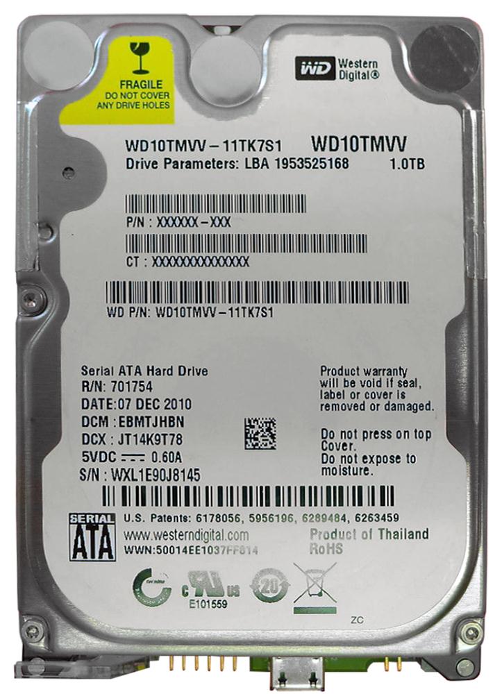 WD10TMVV-11TK7S1 Western Digital 1TB 5400RPM USB 2.0 8MB Cache 2.5-inch Internal Hard Drive
