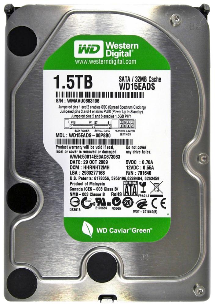 WD15EADS Western Digital Caviar Green 1.5TB 5400RPM SATA 3Gbps 32MB Cache 3.5-inch Internal Hard Drive